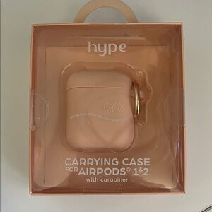 Hype Blush Pink AirPods Carrying Case with Gold Carabiner